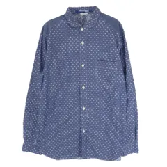JUNYA WATANABE COMME des GARCONS MAN ジュンヤワタナベコムデギャルソンマン AD2019 WD-B020 丸襟 ドット柄 異素材切替 長袖 シャツ ブルー系 S【中古】のサムネイル