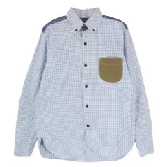 JUNYA WATANABE COMME des GARCONS MAN ジュンヤワタナベコムデギャルソンマン AD2013 WM-B034 異素材パッチワーク ボタンダウン チェック柄 長袖 シャツ ブルー系 S【中古】のサムネイル