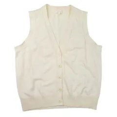 良品 DEMYLEE デミリー コットンニット ベスト ノースリーブ カーディガン S アイボリー レディース 古着 中古 USED