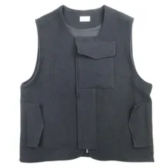 美品 lownn ローン ウール × カシミヤ ベスト ジャケット ブルゾン アウター オーバーサイズ 48 黒 ブラック メンズ 古着 中古 USED