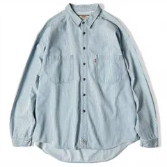 90s Levis RED TAB 2トーン ストライプ コットン デニム シャツ XL / 90年代 オールド リーバイス レッドタブ ホワイト ブルー