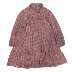 美品 ZARA ザラ ギンガムチェック ティアード シャツワンピース 長袖 Aライン ドレス XS ブラウン×ブラック レディース 古着 中古 USED