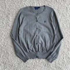 POLO RALPH LAUREN　ラルフローレン ピマコットン カーディガン クールネック　グレー 　薄手　サイズM