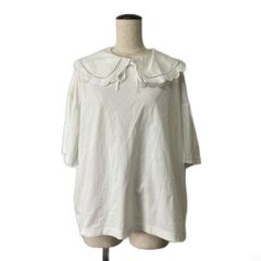 新品 Yori フロッキードット丸襟tee ホワイト - メルカリ