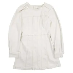 美品 ZARA ザラ デニム ワンピース タイトシルエット ドレス ボリュームスリーブ XS オフホワイト レディース 古着 中古 USED