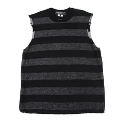 コムデギャルソン オムプリュスCOMME des GARCONS HOMME PLUS ボーダーノースリーブニットベスト 黒シルバーL