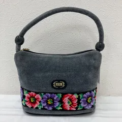 1718 FEILER　フェイラー　ハンドバッグ　ミニトート　小さめ　シュニール織り　タオル地　アネモネ　グレー　花　花柄　ミニバッグ　レディース