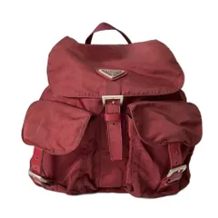 プラダ PRADA リュックサック デイパック ナイロン 三角プレート レッド