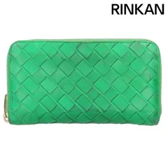 ボッテガヴェネタ イントレチャートレザーラウンドジップ長財布 メンズ