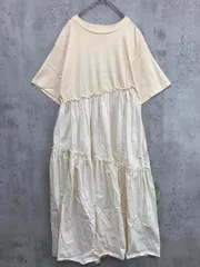 FREAK'S STORE フリークスストア 裾フリル ピグメント 半袖 ワンピース sizeF/ベージュ ■◆ レディース