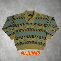 Mr.JUNKO 日本製 総柄ニット セーター レトロ デザイン 古着 人気 27-4-33