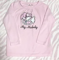 My Melody(マイメロディ) 姫ギャル ピンク ロングスリーブ 長袖Tシャツ 日傘 地雷 スナ系 Sanrio(サンリオ) 古典 マイメロディ hello kitty(ハローキティ)