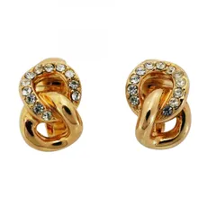 【6jdb0054】クリスチャンディオール イヤリング GPメッキ ラインストーン ゴールド【中古】レディース