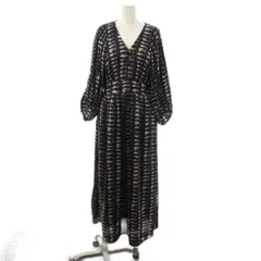 オペーク OPAQUE ワンピース M ネイビー 総柄 Vネック 長袖 /JP