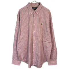 RALPH LAUREN ラルフローレン ボタンダウン 長袖シャツ ストライプ ピンク(メンズ XL)中古 古着 X9395