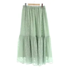 グリーンレーベルリラクシング ユナイテッドアローズ green label relaxing スカート 緑 グリーン 植物柄 ティアード ロング丈 /AP