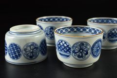 京焼 平安陶工 清山 染付 酒盃 五客 時代箱付 M R4963 - メルカリ