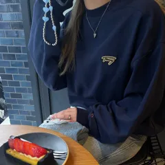 TOMMY JEANS トミージーンズ スウェット S ネイビー 無地 ワンポイント 刺繍 長袖