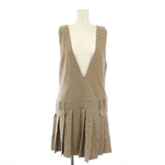 ザラ ZARA ワンピース ジャンパースカート ひざ丈 チェック柄 プリーツ XS ベージュ /TK