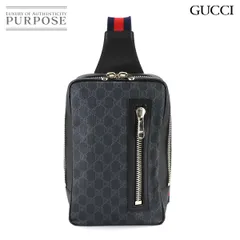 美品 グッチ GUCCI ソフト GGスプリーム ベルト バッグ スリング ボディ バッグ ブラック 478325 シルバー 金具 Belt Bag 90318887