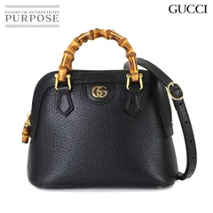 未使用 展示品 グッチ GUCCI ダイアナ ミニ 2way ハンド ショルダー バッグ レザー バンブー ブラック 715775 90320672