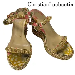 クリスチャンルブタン Christian Louboutin  カタクロウ ピラミッドスタッズ ウェッジソール サンダル 35 ピンク系マルチカラー 【ソール新品張替済】