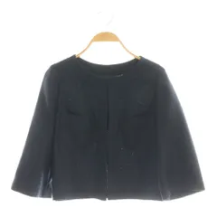 アナイ ANAYI ノーカラージャケット 七分袖 38 ネイビー /DF