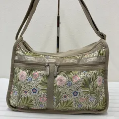 1912　LeSportsac レスポートサック　ショルダーバッグ　デラックスエブリデイ　グリーン　ベージュ　花柄　フラワー　ボタニカル　レディース　軽量　カジュアル　シンプル