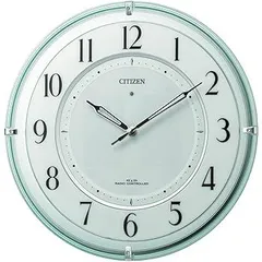 リズムRHYTHM シチズン 掛け時計 電波時計 アナログ ソーラー 補助電源 グリーン購入法 適合商品 秒針なし 緑 CITIZEN φ34.6×5.2cm 4MY851-005