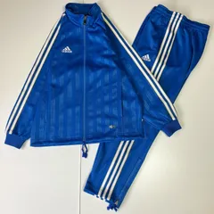 【訳あり】adidas アディダス キッズ ジャージ上下セット セットアップ サイズ140 ブルー 青　　　　T-242