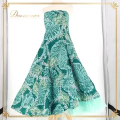 フラダンス 衣装 Paondor パンドール ワンピース ドレス グリーン系 日本製 モンステラ柄 ハワイアンプリント 植物柄 アロハ フラ ダンス レッスン 練習 シュール 透け感 アシンメトリー おしゃれ かわいい ホワイト系 華やか 上品 大人っぽい 緑