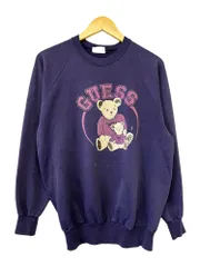 GUESS (ゲス) プリントスエット トレーナー ラグラン USA製 80S 90S 古着 ビンテージ ベアー 熊 L ネイビー メンズ/004