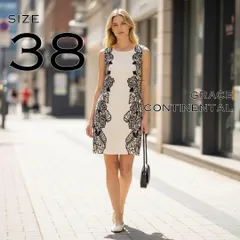 GRACE CONTINENTALグレースコンチネンタル サイド立体刺繍 リネン ノースリーブワンピース 38(M) オフホワイト 【古着】【中古】【送料無料】