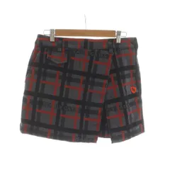 パーリーゲイツ PEARLY GATES ミニスカート チェック柄 1 赤 レッド 黒 ブラック グレー /RR