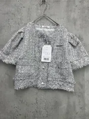 新品 milly bilet ミウィビレット mi1019084 ロゴプレート使い半袖ラメ入りツイード ジャケット sizeL/グレー ■◇ レディース