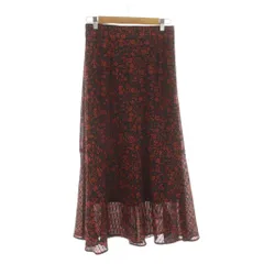ブージュルード Bou Jeloud タグ付き ロングスカート フレア F 黒 ブラック 赤 レッド 花柄 /RR