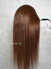 シャンパンベージュ｜人毛100%フルウィッグ｜耳が出せる・自然な