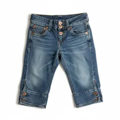ムチャチャ MUCHACHA パンツ デニム キッズ 綿100％ ウォッシュ加工 デザイン裾 ポケット ブルー系 Lサイズ 995386のサムネイル
