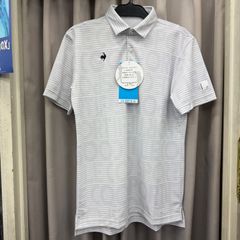 [Brand New, Unused] Le Coq Sportif Men's Golf Wear, Sweat-Wicking, Quick-Drying, Graphic Logo, Striped Short-Sleeve Polo Shirt (Kasai Store)