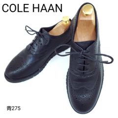 コールハーン 美品 ウイングチップ ダークネイビー 本革 レザー US7