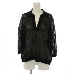 アンタイトル UNTITLED ポロシャツ 2 黒 ブラック Vネック 七分袖 メッシュ /LP