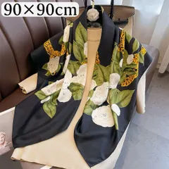 大判スカーフ ネック バックスカーフ 花柄 ヘアアクセサリー ブラック おしゃれ