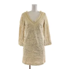 グレースコンチネンタル GRACE CONTINENTAL タグ付き ワンピース ひざ丈 七分袖 36 アイボリー レース /RR