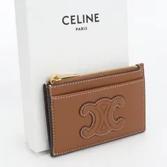 CELINE セリーヌ ジップ付きカードホルダー キュイルトリオンフ コインケース カーフ【中古】 レディースのサムネイル
