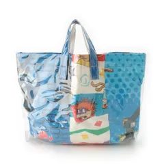 コムデギャルソンシャツ コットン PVC TOTE DED SHEETS ロゴ クリア トートバッグ W26611 ブルー マルチカラー【中古】のサムネイル