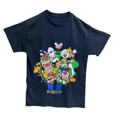 スーパーマリオ　メンズTシャツ　黒　M　任天堂　クッパ　ヨッシー【3263】