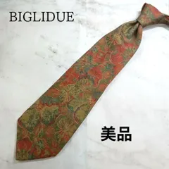 ビグリドゥエ　ネクタイ　オリーブグリーン　花柄　絹【n2239】のサムネイル
