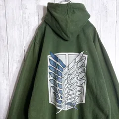 【まとめ購入大歓迎】進撃の巨人 Attack on Titan 調査兵団 フルジップ スウェット パーカー グリーン #417y22のサムネイル