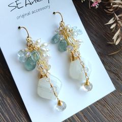 アクアカイヤナイト×エチオピアオパールピアス✧14kgf - メルカリ