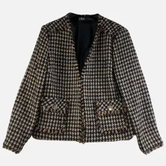 ZARA ザラ レディース M ツイード ジャケット ブラック M6866